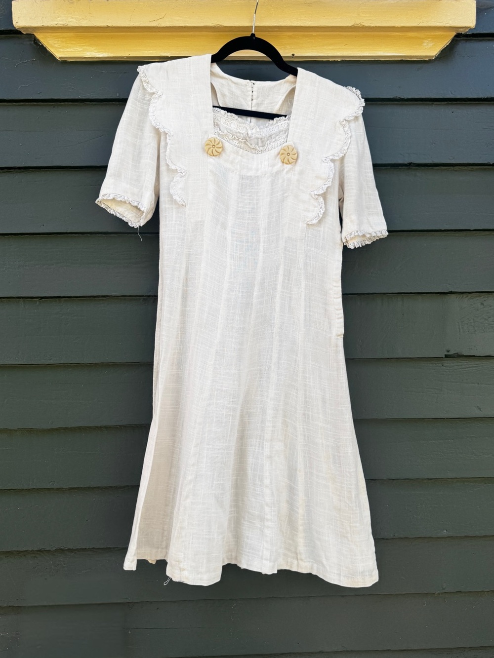 20s-30s Vintage Cotton Muslin Dress Sz M